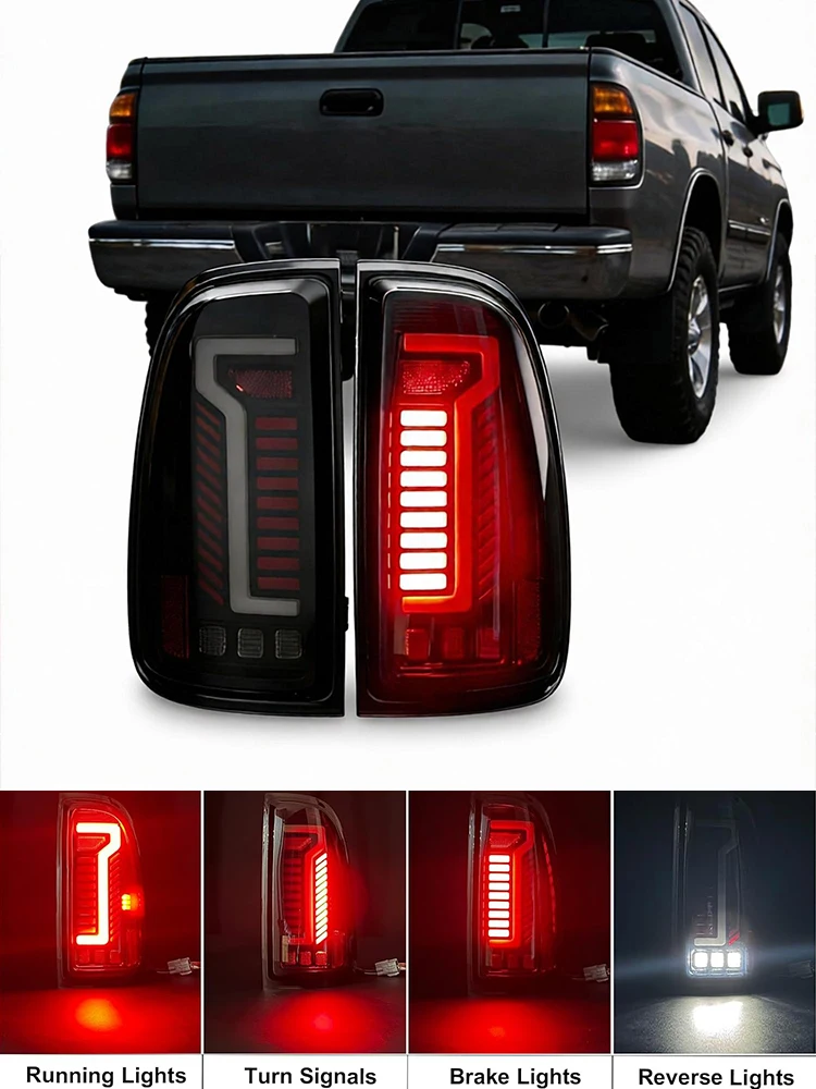 New Tail Lights Assembly for Toyota Tundra 2000 2001 2002 2003 2004 2005 2006 Regular Access Cab Startup Animation Taillight Assembly Dynamic Turn Signal Lights Sequential Full LED Rear Lamps Kits Smoked Lens