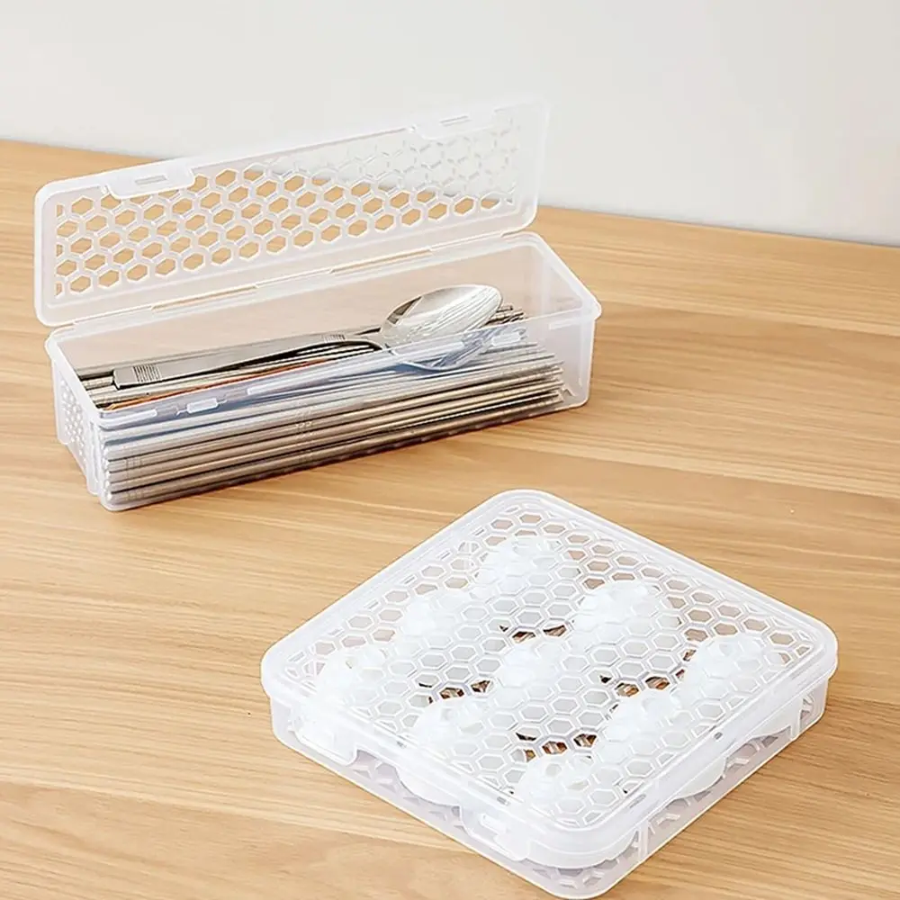 Hollow Out Dishwasher Tableware Cleaning Box Food Grade Plastic Tableware Storage Basket Space Saving Double-side Chopstick Cage