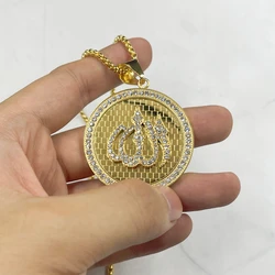 Rrhinestone Bangladesh India Middle East Muslim Islam Ala Religious Jewelry Pendant Men's Necklace Gold color Necklaces