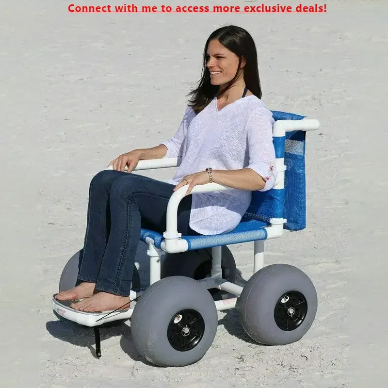 Portable Lightweight Manual Wheelchair Higher Climbing Beach Chair With Detachable Sand Wheels For Rehabilitation Equipment