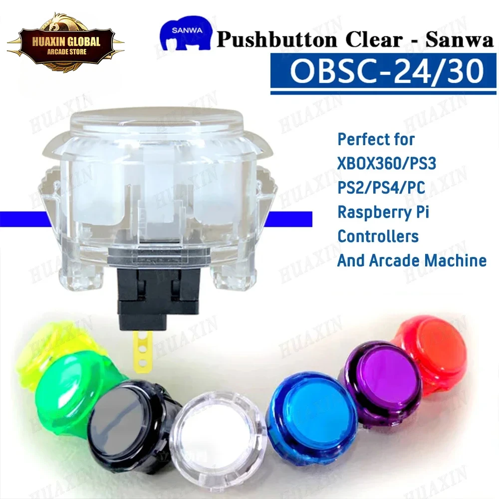 Original Japan Sanwa OBSC-30 Push Button transparent clear for arcade jamma mame game part supported ps4 pandora pc raspberry pi