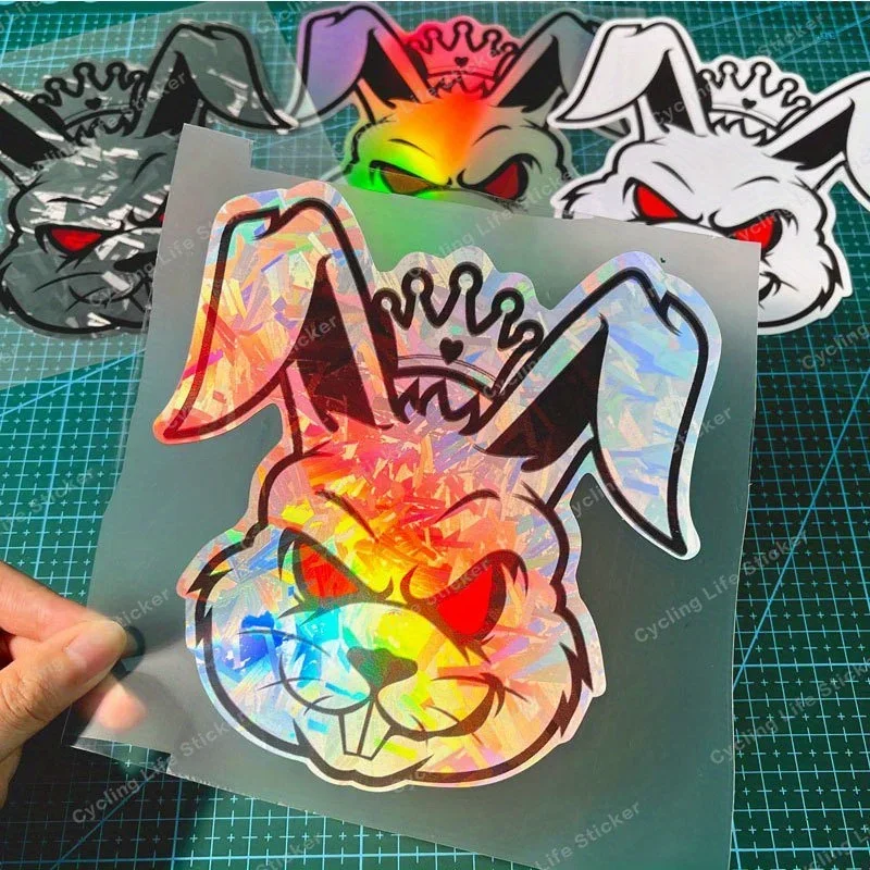 

1 шт. Набор тематических наклеек «Кролик» — Кролики с коронами, красные глаза, доступны в черных, белых и голографических цветах