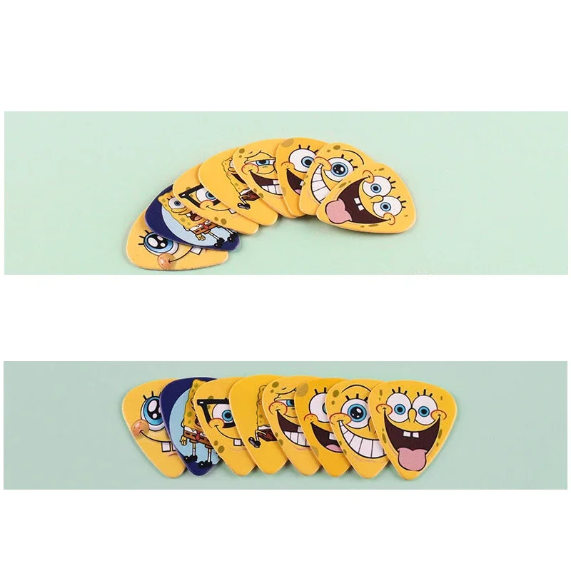 6pcs SpongeBob Guitar Picks Anime Electric Bass Plectrum Mediator Thickness 0.46 0.71 0.96 Cute Kids Cartoon Guitar Accessories