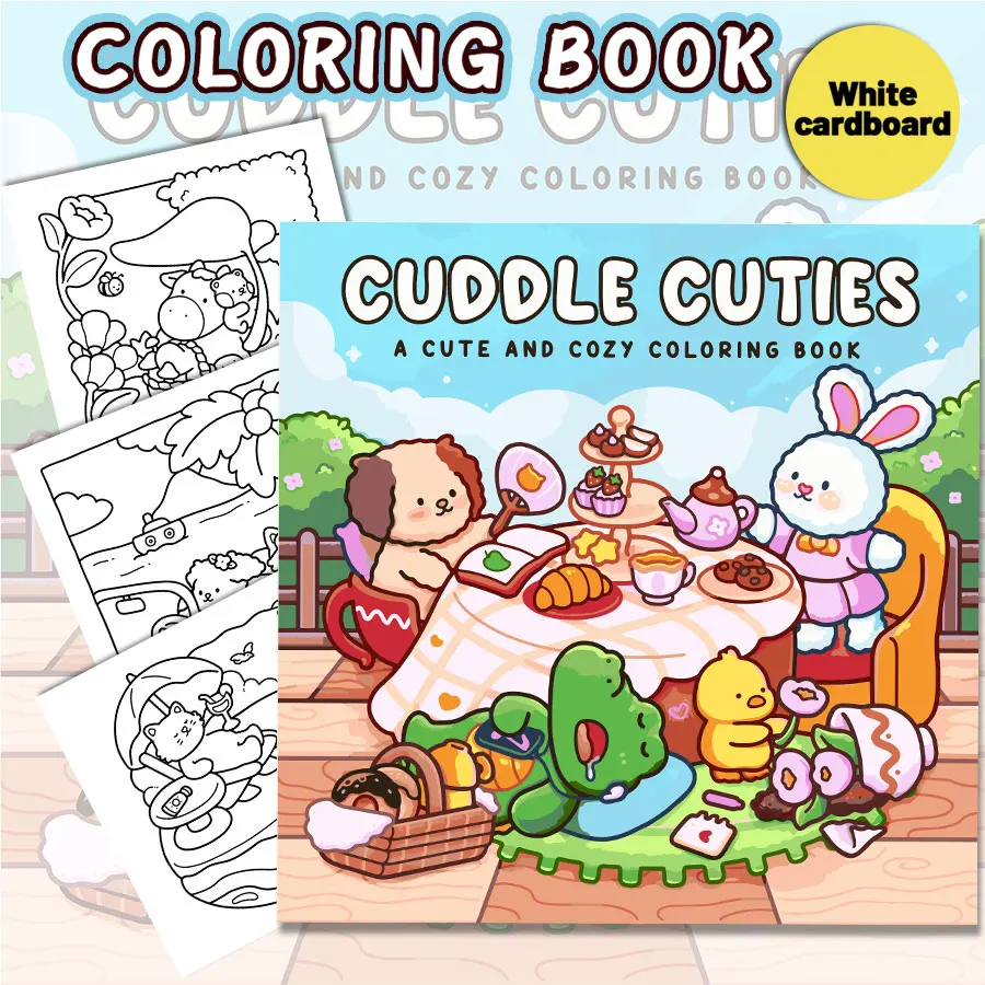 Cuddle Cuties Coloring Books, Lively Scenes, Easy Coloring, For Home Parent - Child DIY, Relax, Unwind, Boost Creativity