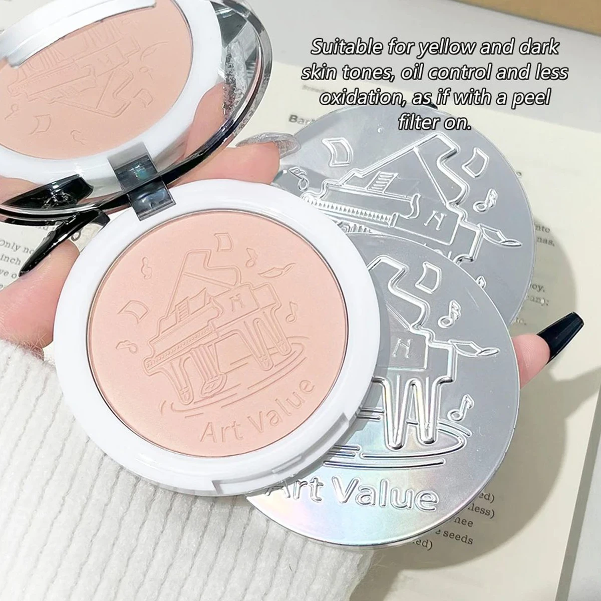 Natural Oil-control Stay-Matte Pressed Powder Long-lasting Waterproof Light-weight Face Powder Coverage Cosmetics For Women