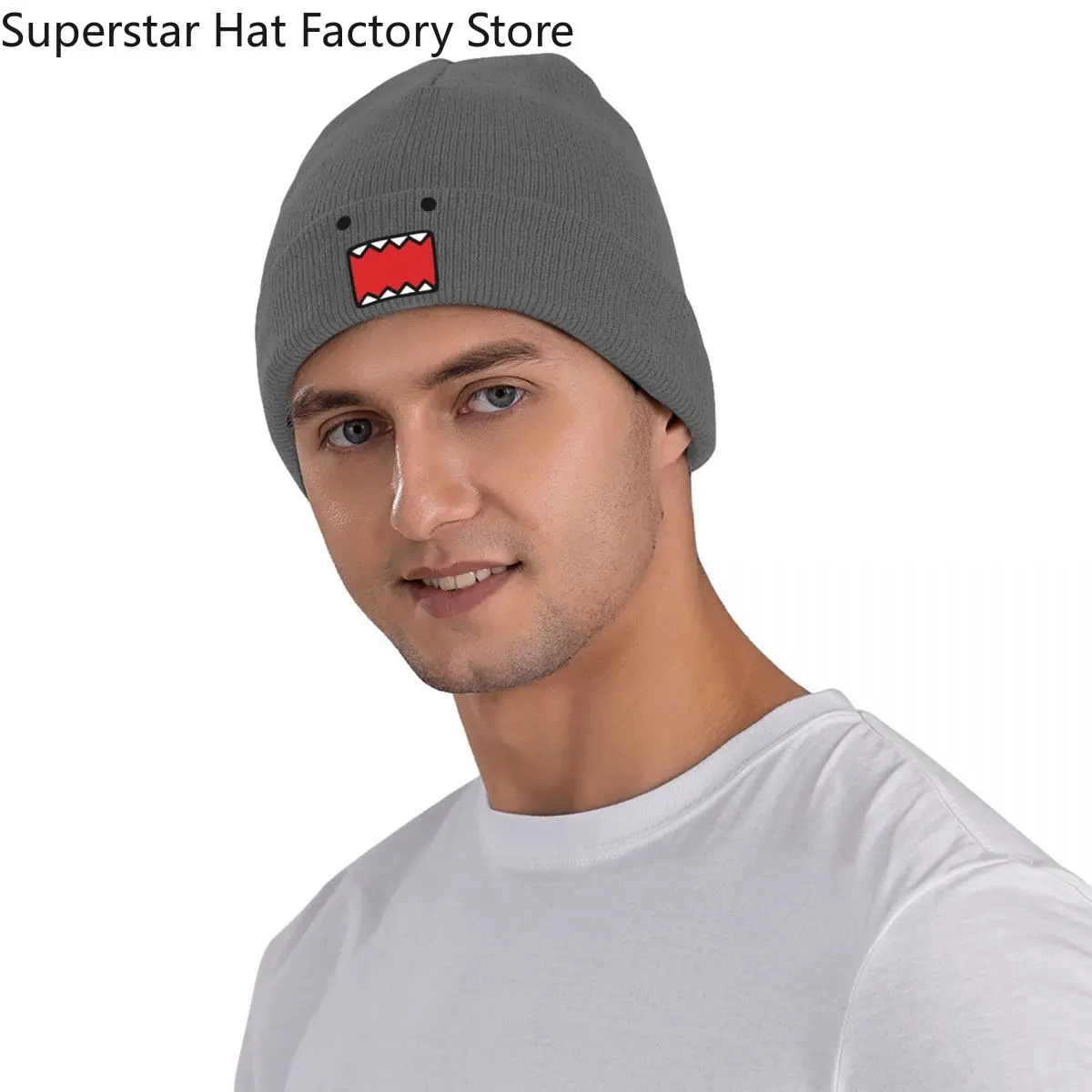 Domo Kun Doll Face Knitted Caps for Women Men Beanies Autumn Winter Hats Warm Cap