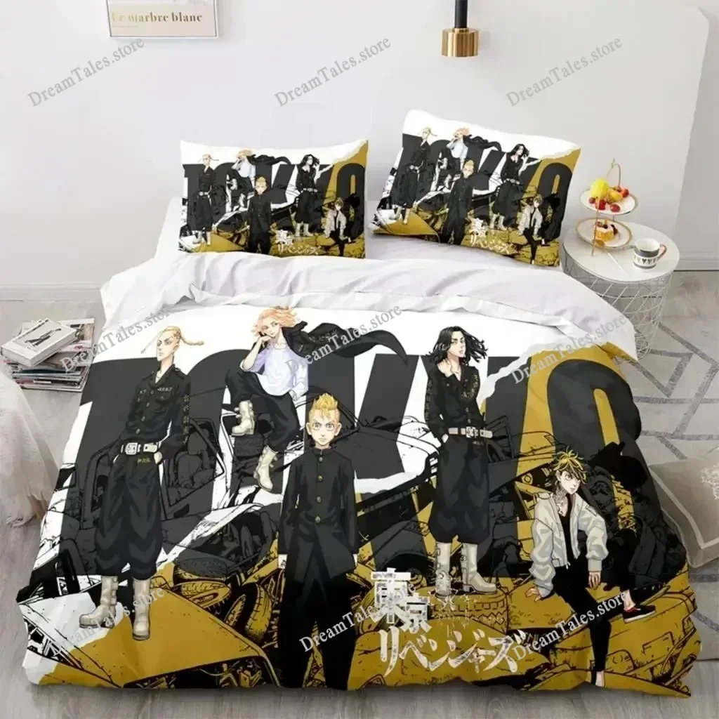 

Tokyo Revengers Ryuguuji Ken Sano Manjiro Style Duvet Cover Pillow Case Bedding Set Quilt Cover Double Bed Home Textile