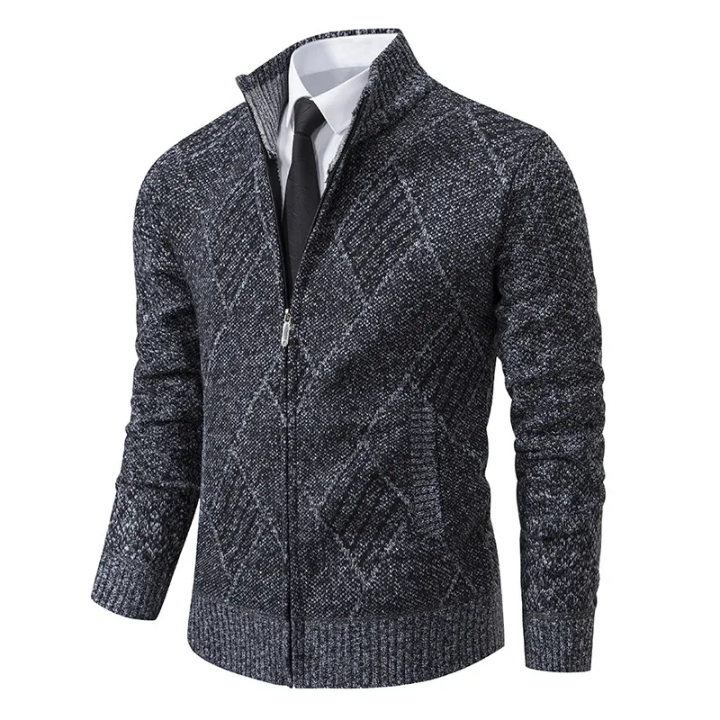 2024 Winter Knitwear Coat Men Autumn Men\'s Stand-up Collar Thick Warm Cardigan Knitted Zip Up Sweater Korean Fashion Casual Coat