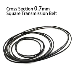 Correa de transmisión de goma cuadrada, accesorio de sección transversal de 0,7mm, longitud de plegado de 36-130mm, para cinta de Cassette, Walkman, Contador, 1 piezas