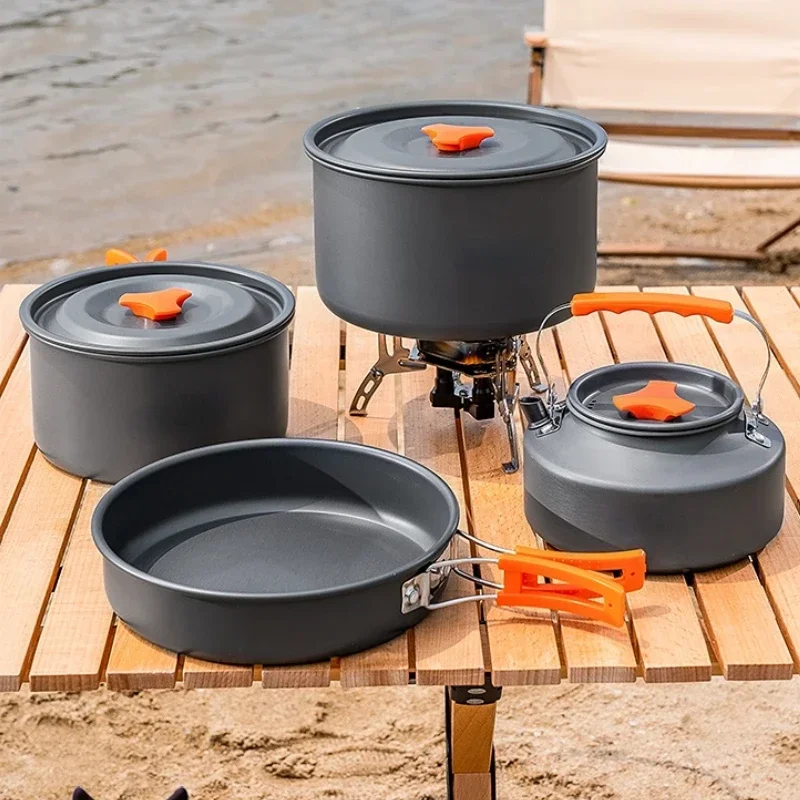 

Outdoor Pot Portable Set Frying Pan Camping Cooking Equipment Cassette Stove Water Biolers Tableware Picnic Cooking Pot Supplies