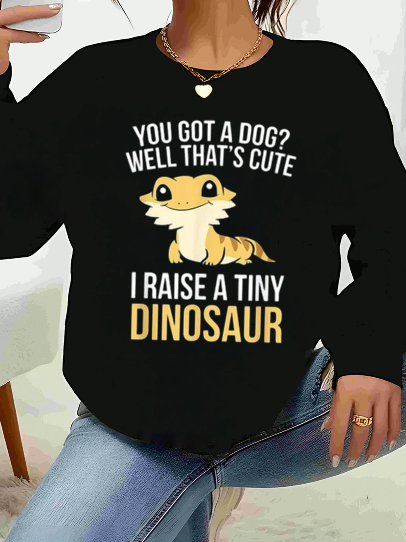 سويت شيرت بأكمام طويلة مطبوع عليه ديناصور للهالوين ملابس غير رسمية للسيدات #1