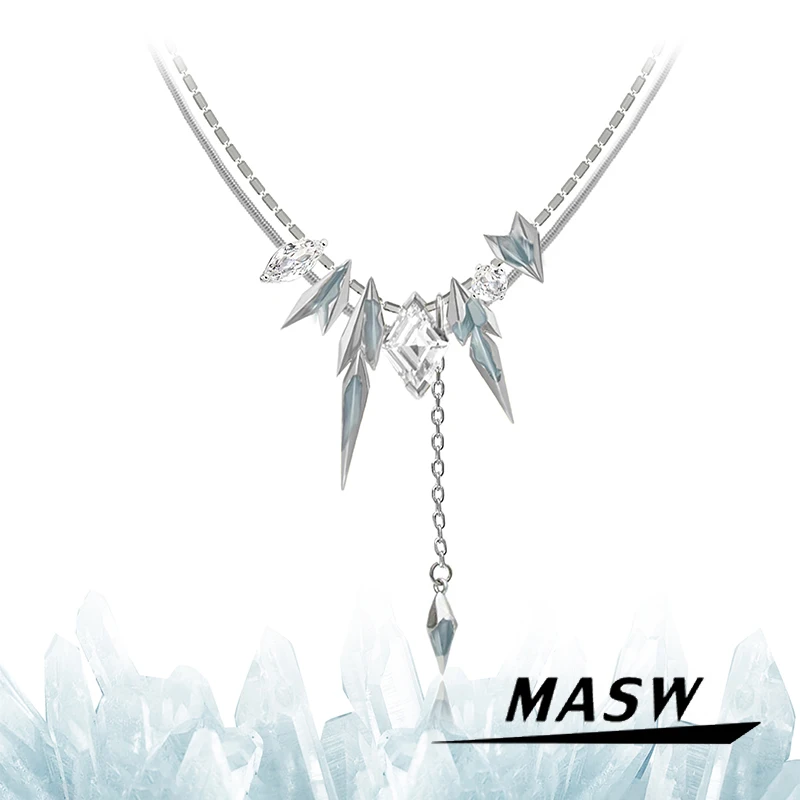 

MASW Original Design Cool Trend Ice Sense Series Pendant Necklace For Women Girl Party Gift Modern Jewelry 2024 New