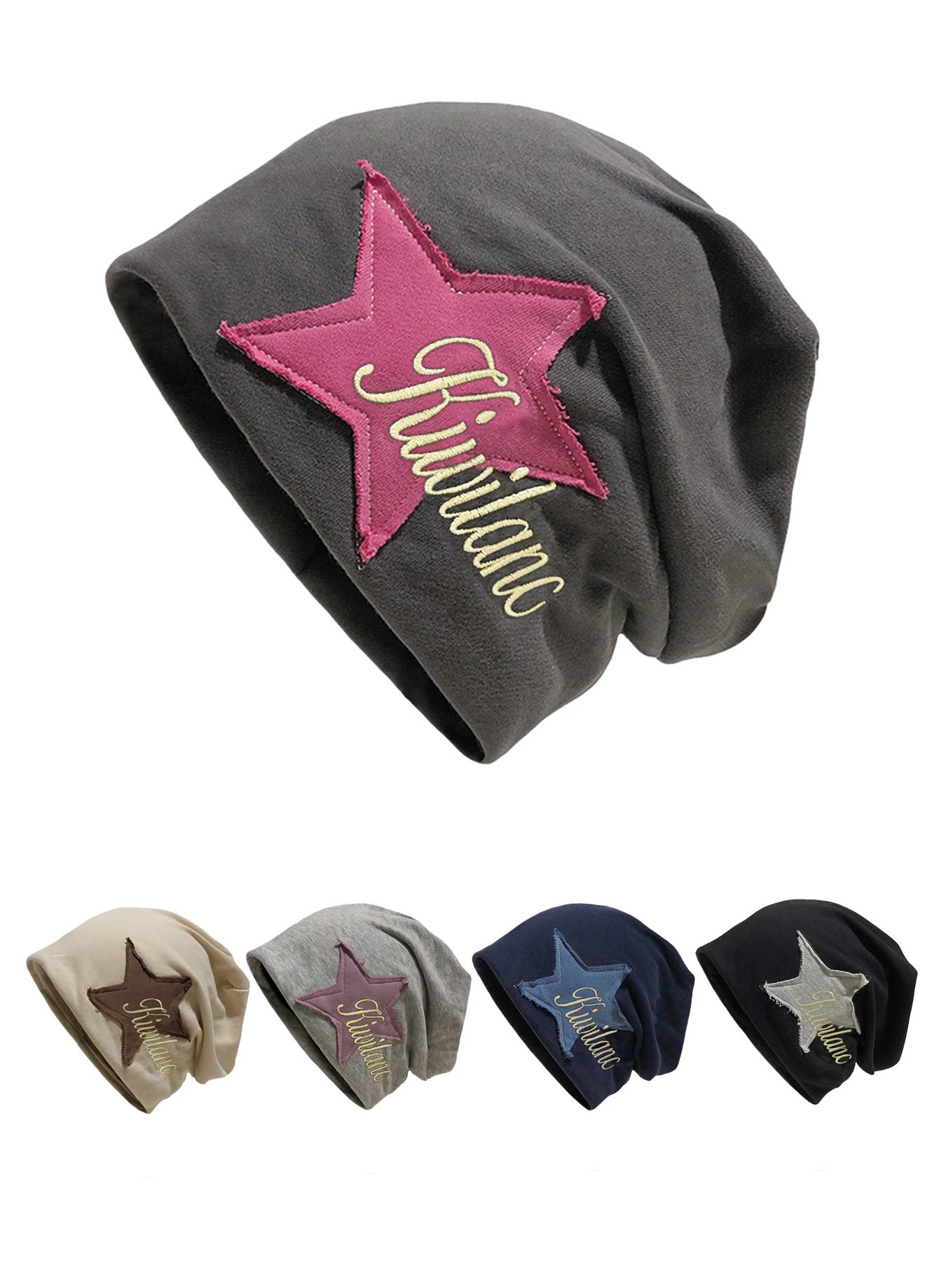 Star-Patched Letter Embroidery Beanie Hat, Fashion Accessories for Daily Wear,Trendy All-match & Exquisite Hat for Birthday Gift