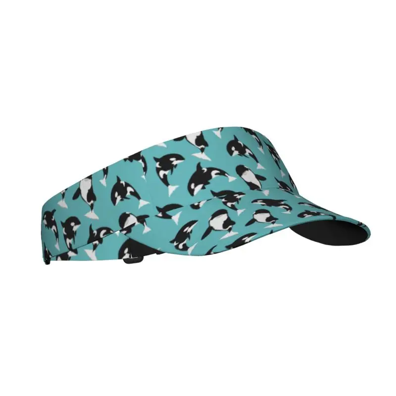 Killer Whale Orca Sports Visor Sun Hats Lightweight Packable Cooling Baseball Hat Adjustable Wide Brim Cap for Running Tennis