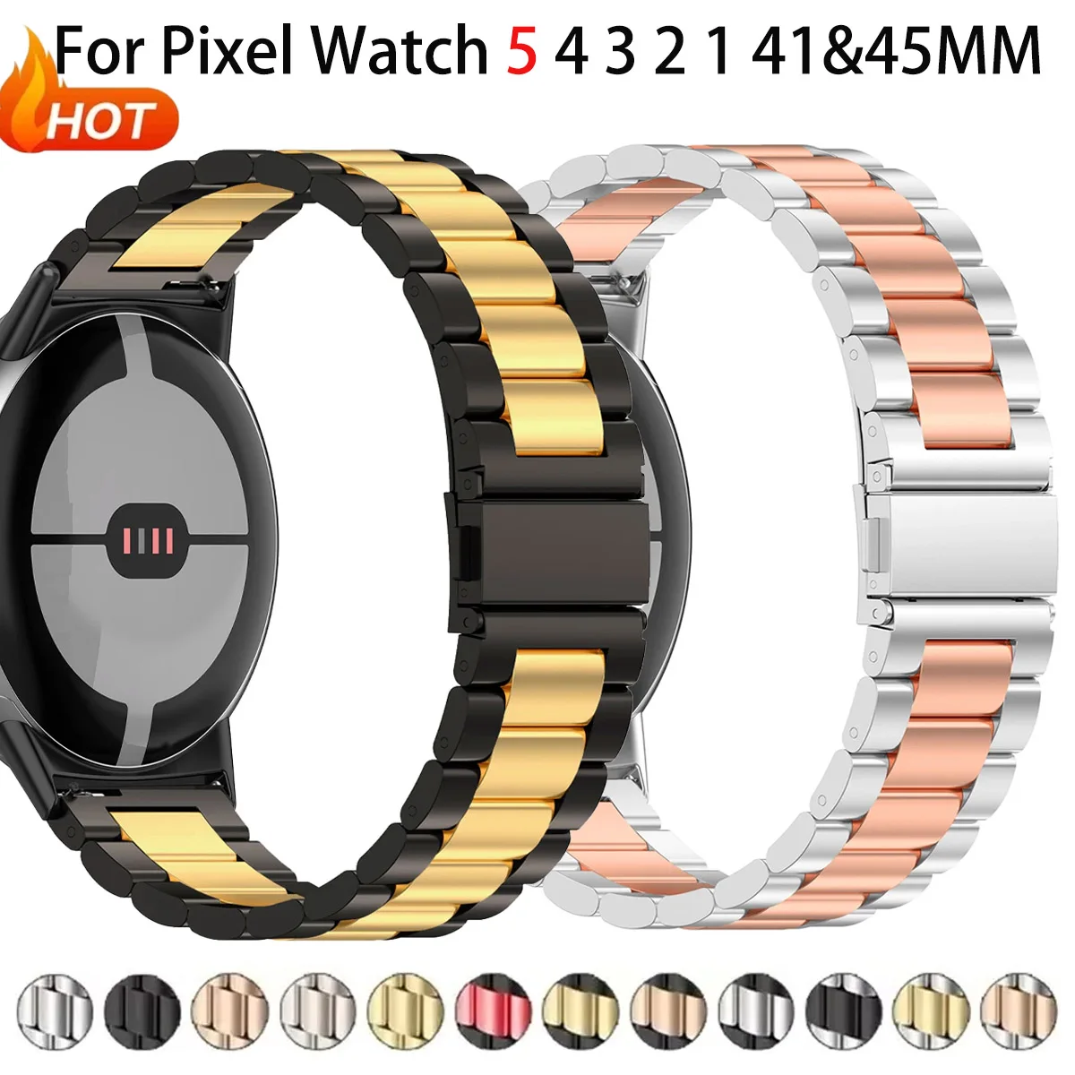 Edelstahlarmband für Google Pixel Watch 5 4 3 45mm Ersatzarmband ohne Lücken Metallarmband für Google Pixel 5 4 3 2 1 41mm Gürtel