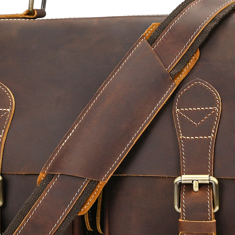 Vintage Style Men's Briefcase Backpack Leather Daypack For Men Male Travelling Bagpack Backpack Latop Bag 14" Laptop Bag 3 In 1