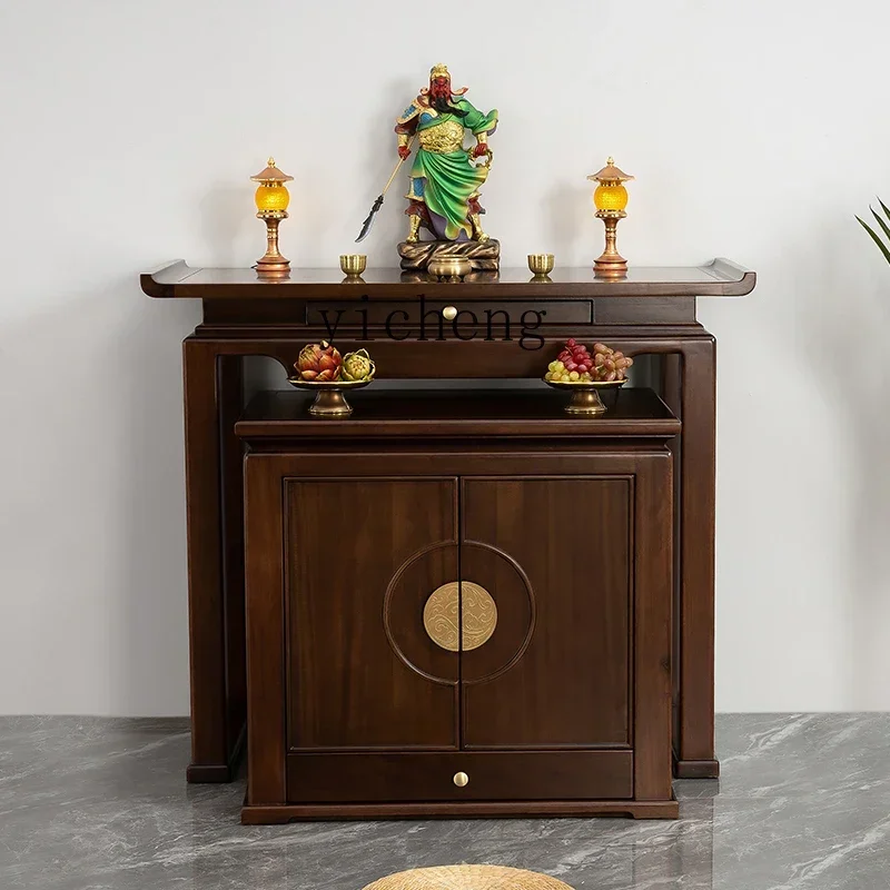 

HJ New Chinese-style solid wood table Guan Gong incense case Household entrance Simple Shentai case living room decoration