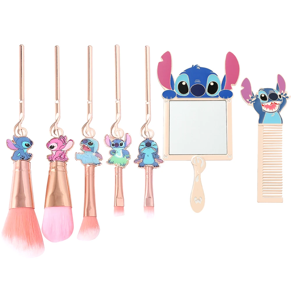 Super cute, Stitch makeup brush set, creative portable hand mirror and comb to choose from, suitable for girls' birthday parties