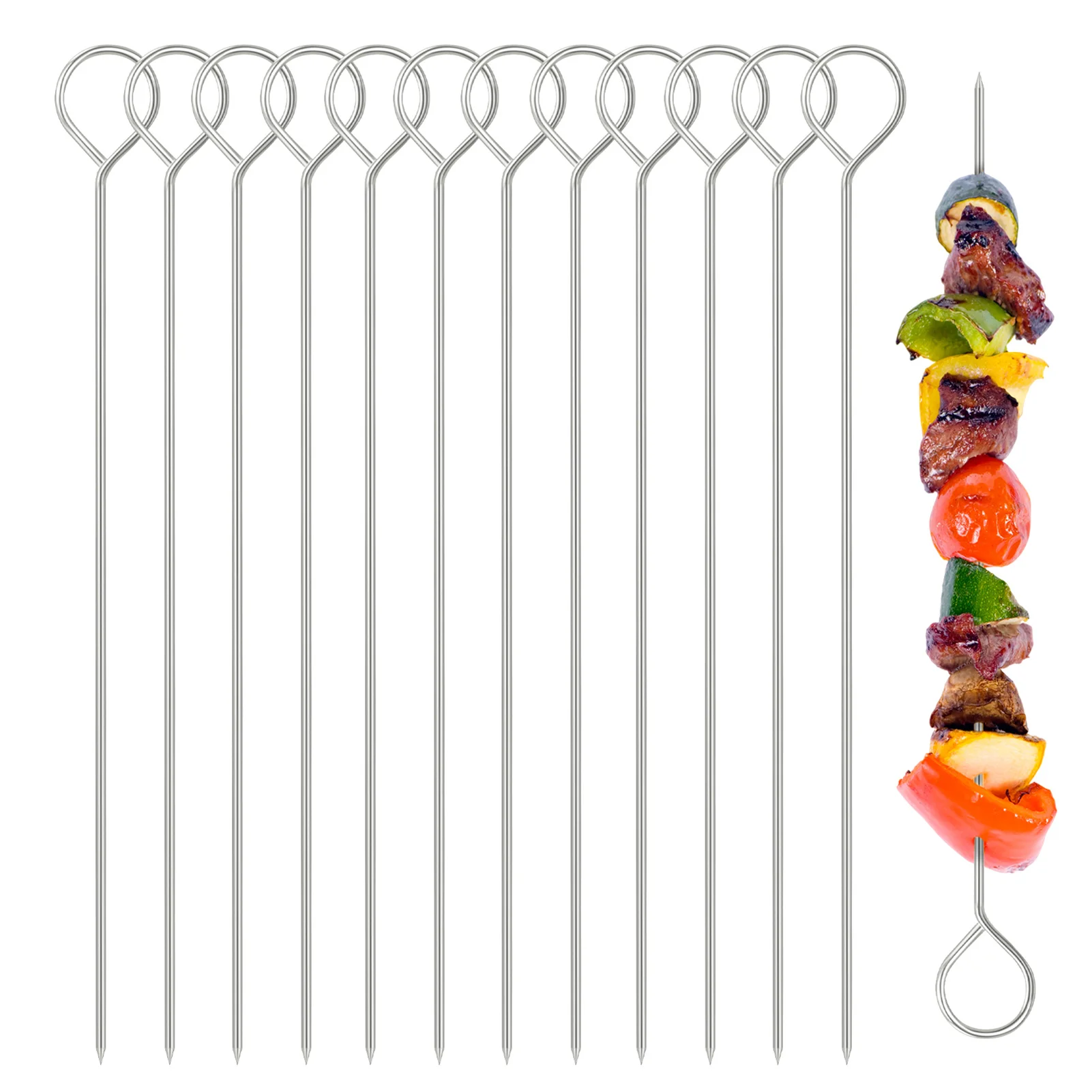 

Stainless Steel Barbecue Skewer 12Pcs 20cm Wide BBQ Sticks Flat BBQ Fork Outdoor Camping Picnic BBQ Utensil Kitchen Accessories