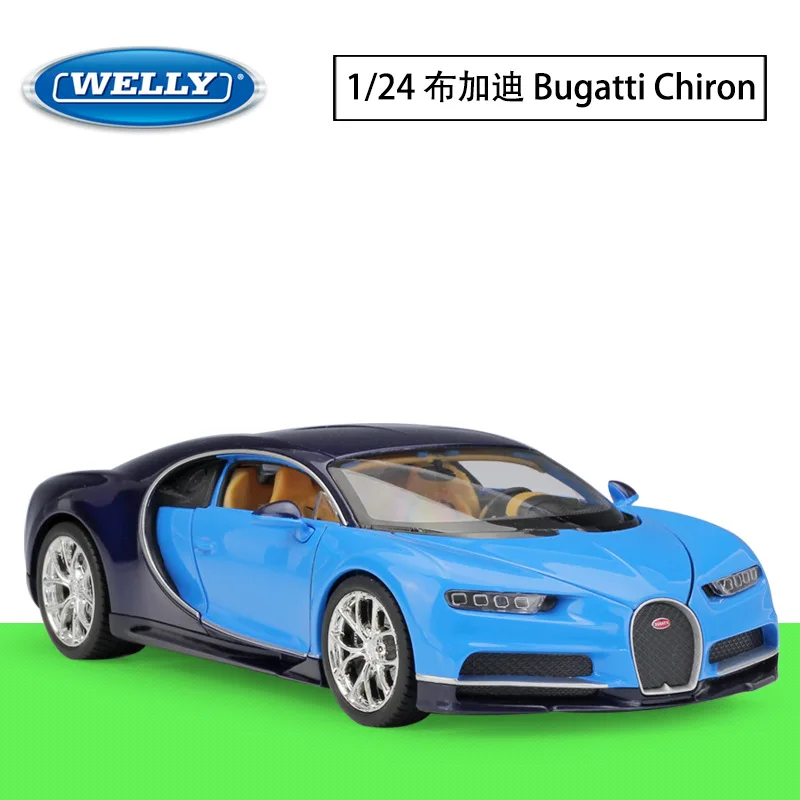 WELLY-Bugatti Chiron Simulação Alloy Car Model Coleção, carro de brinquedo infantil, presente de aniversário, 1:24