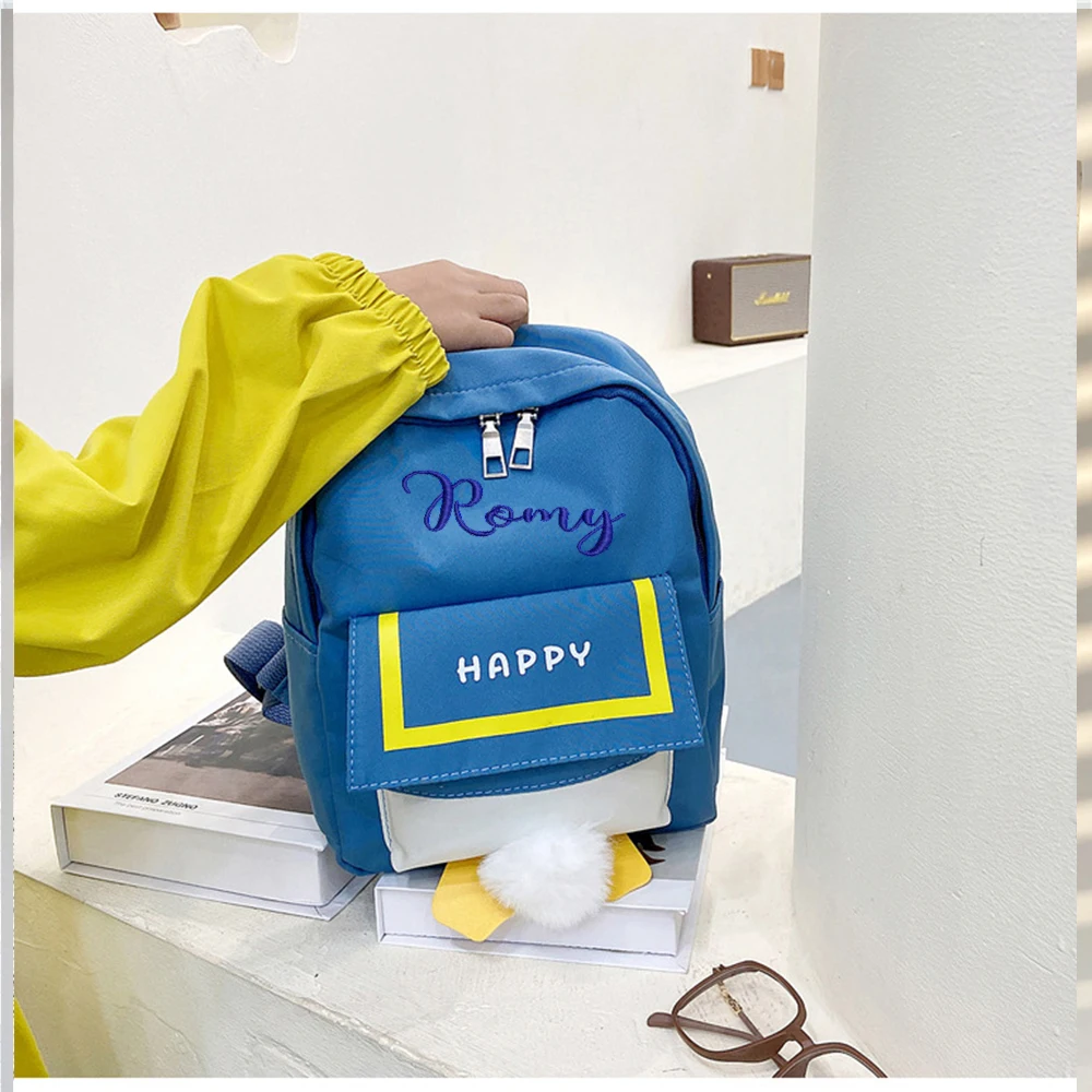 Personalized Embroidery New Children's Fashionable Cartoon Backpack Name Custom Kindergarten Large Capacity Baby Snack Backpack