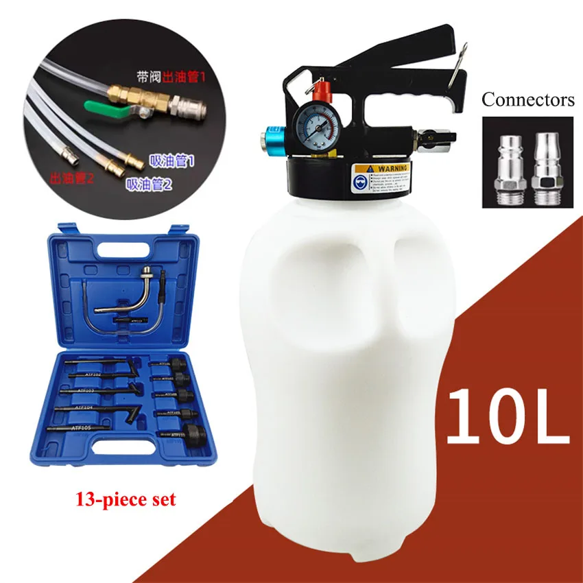 

13Pcs Oil Refill Filling ATF Adapters 10L Pneumatic Transmission Oil Refilling Tool Dispenser Pump Kit