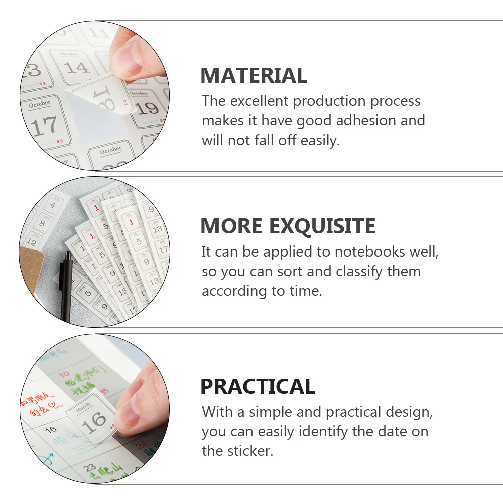 2pcs Monthly Planner Daily Calendar Stickers Tabs Date Covers Decorative Reminder Notebook Page Organizer Adhesive Tabs For