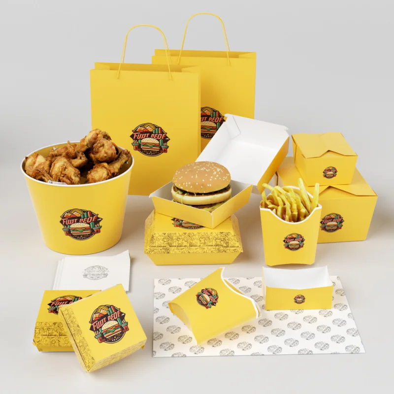 custom.LOKYO Take Out Disposable French Fries Burger Pizza Boxes Food Grade Fast Food Packaging Set Series