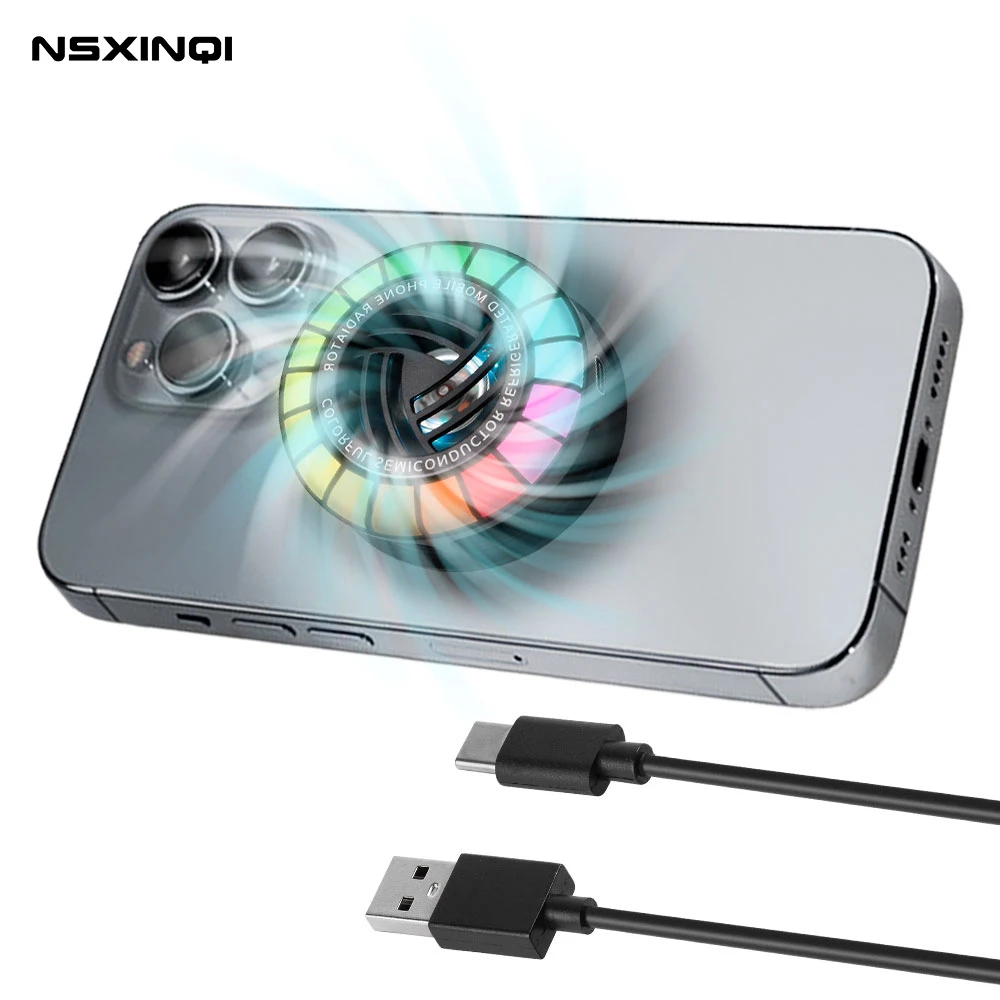 NSXINQI Universal Mobile Phone Cooler Fan Portable Phone Radiator Case Game Cool Heat Sink Cooling LED Digital Display Type-C