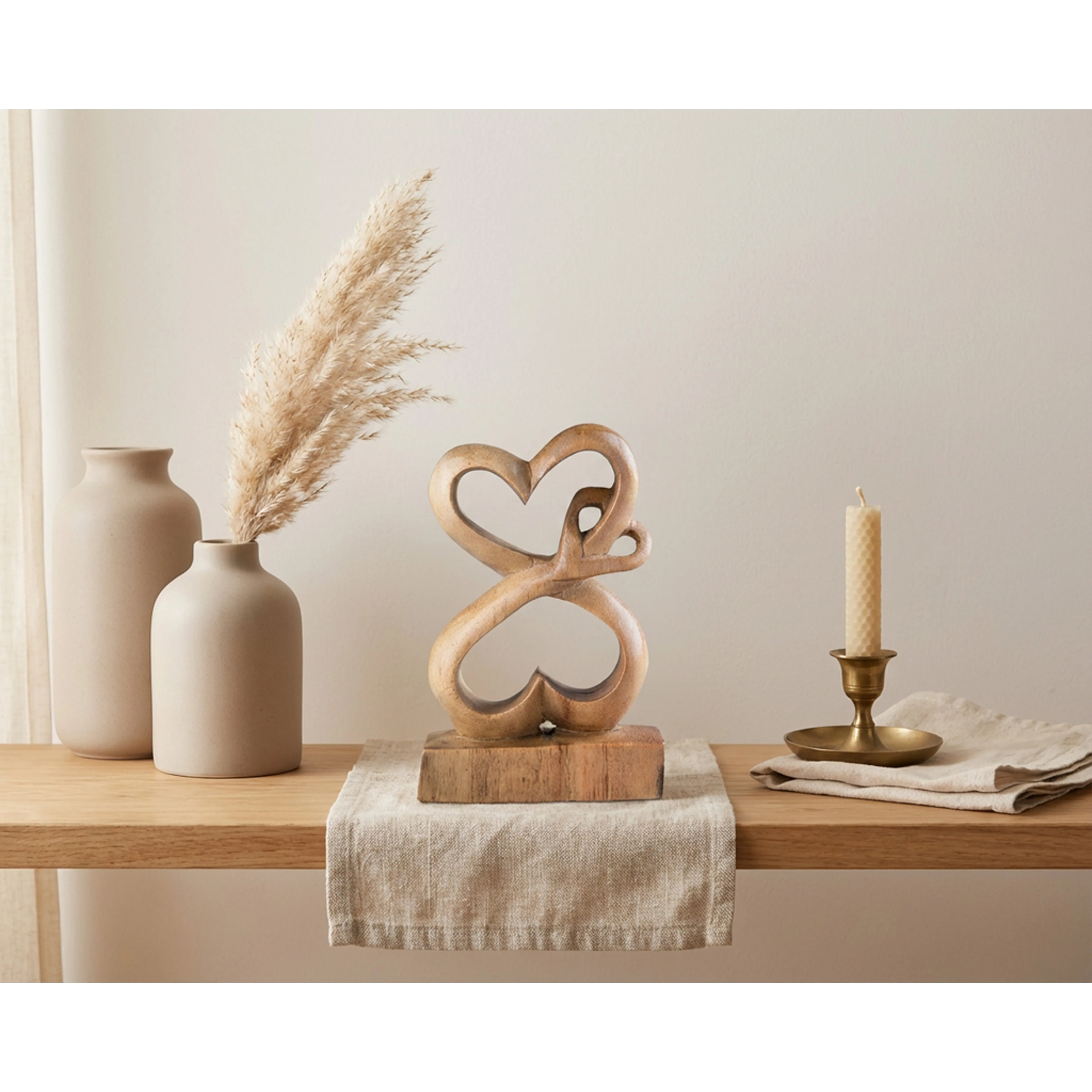 

Love heart Sculpture – Natural Wood Forest Decor Figurine for Home & Office