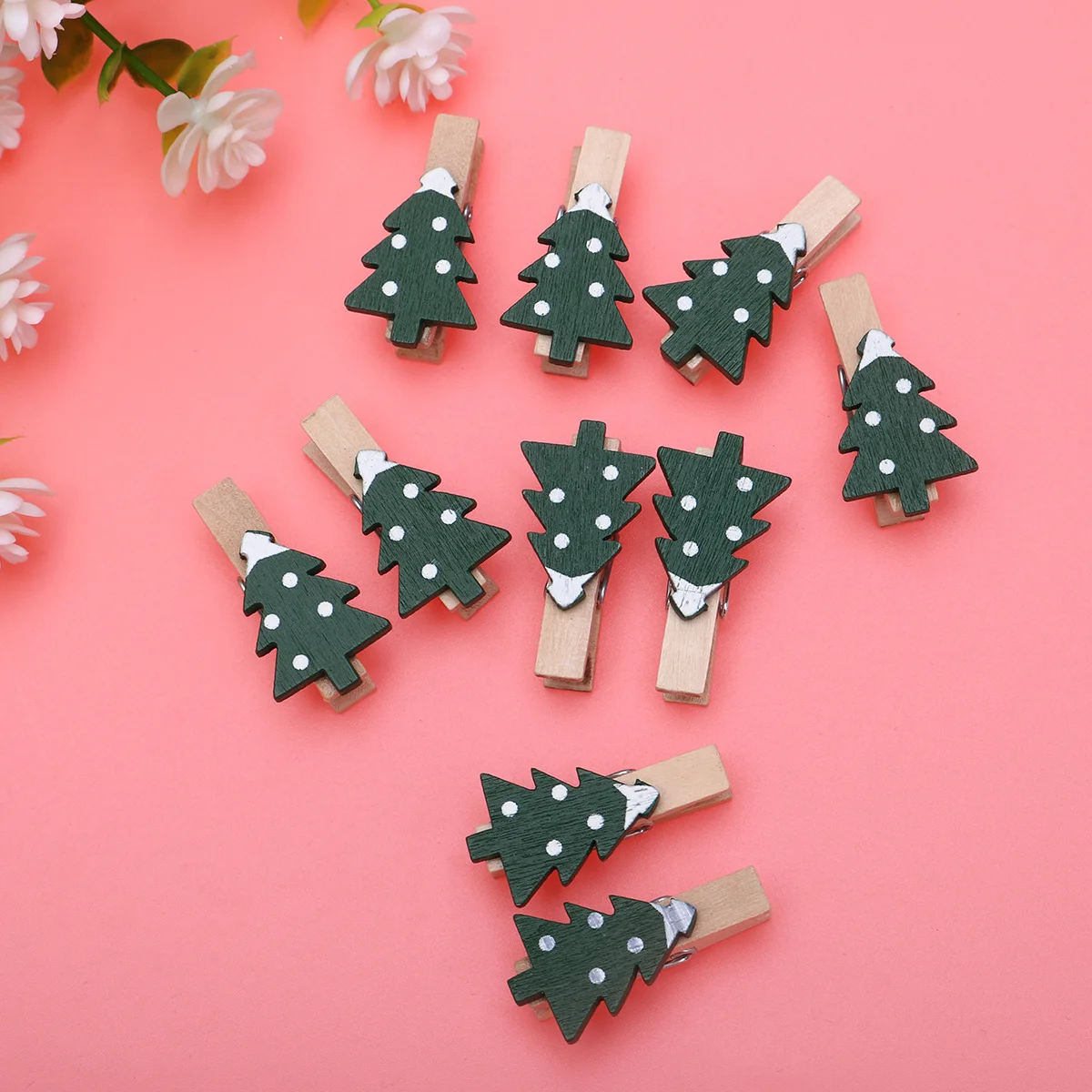 

25Pcs Natural Wooden Christmas Themed Clips Mini Photo Folder for Hanging Photos Cards Craft Decoration Mini Photo Folder