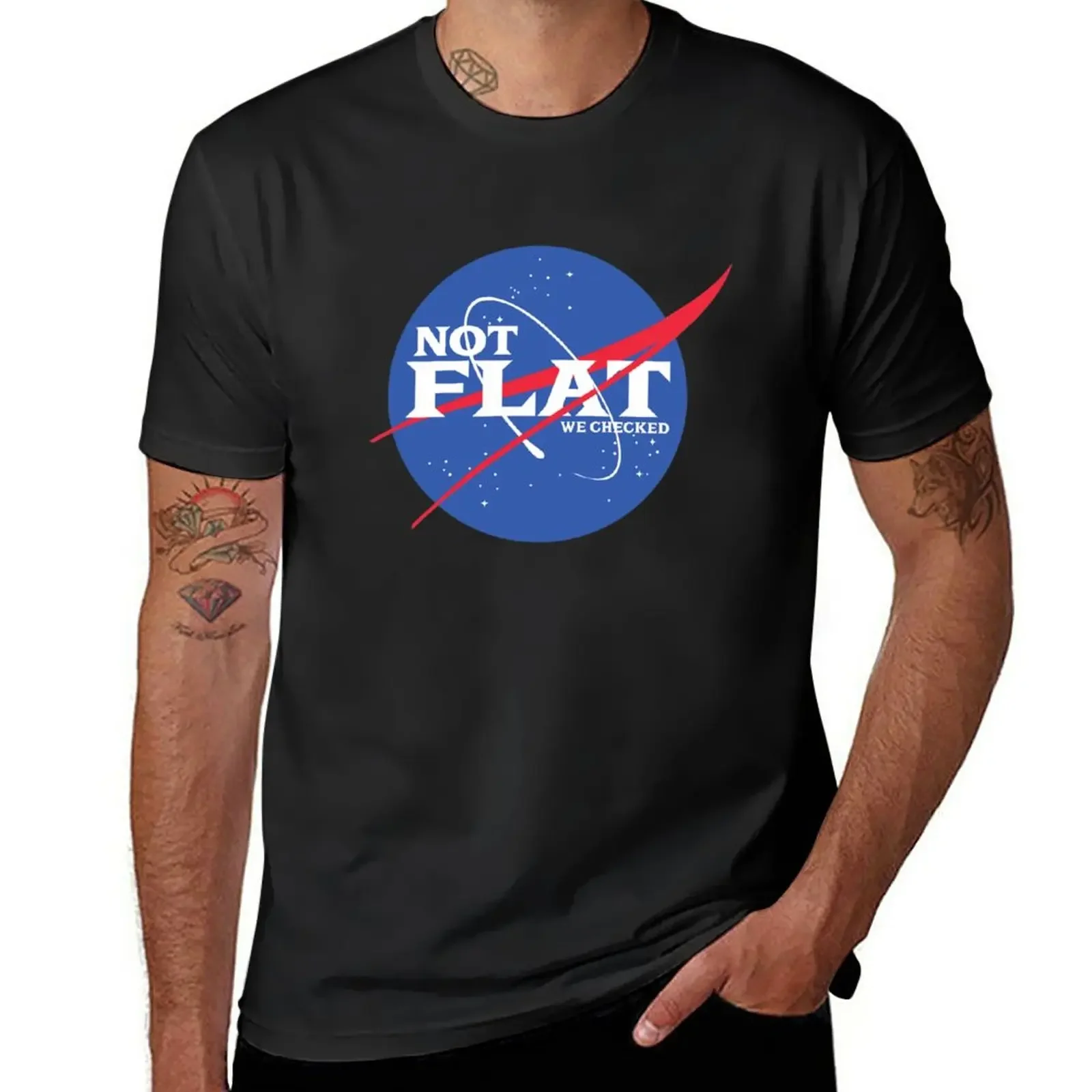 Not Flat, We Checked T-Shirt shirts graphic tees for a boy Men's t shirts