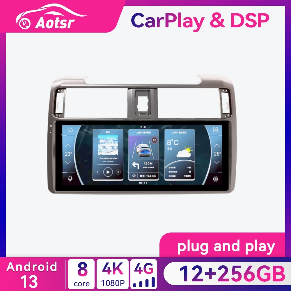 

12.3" CarPlay AutoRadio For Toyota 4Runner Android 12.0 Car radio Player GPS Navigation Automotive Multimedia Video DPS Headunit