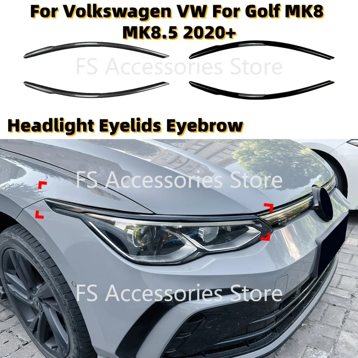 Für VW Golf MK8 MK8.5 2020+ Auto Frontscheinwerfer Augenbrauen Aufkleber Abdeckung ABS Zubehör