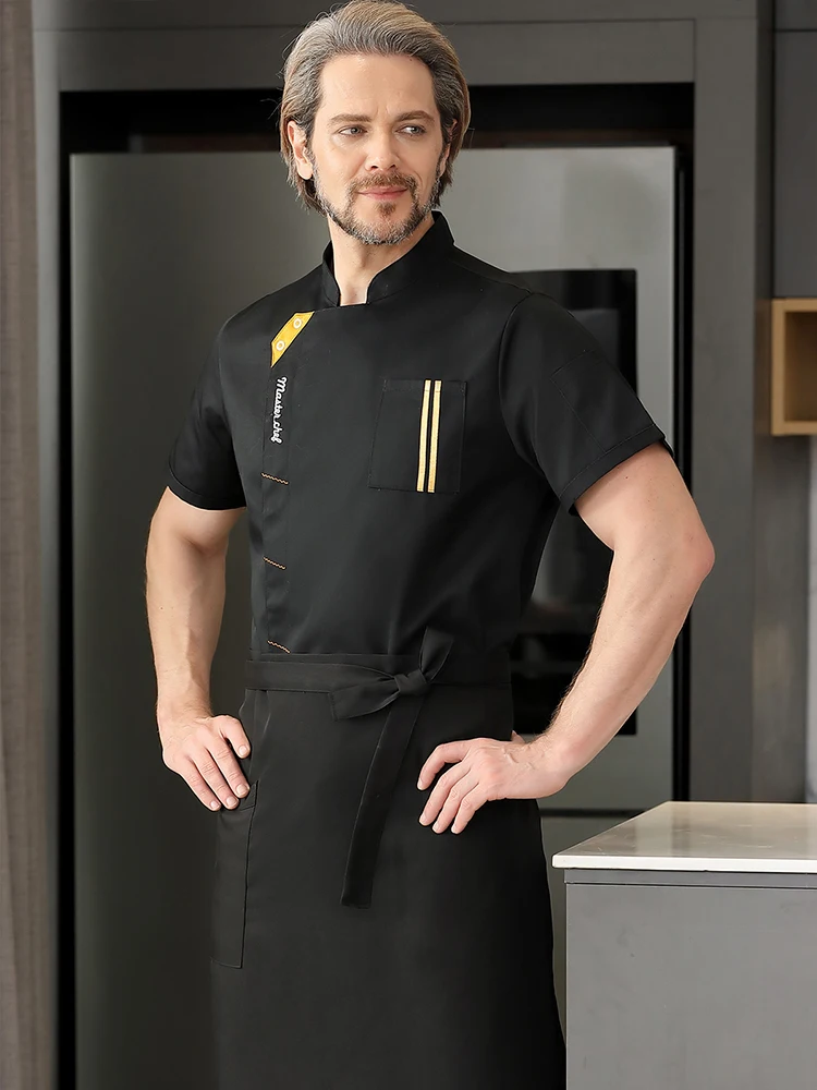 Hotel Catering Uniform Wholesale Men's Kitchen Jacket Cooking Restaurant Short-Sleeved Chef Coat Summer Breathable Cook Clothes