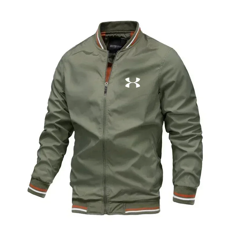 

Spring men's fashion, outdoor sports, bicycle trips, baseball pilots, round-neck wind jackets