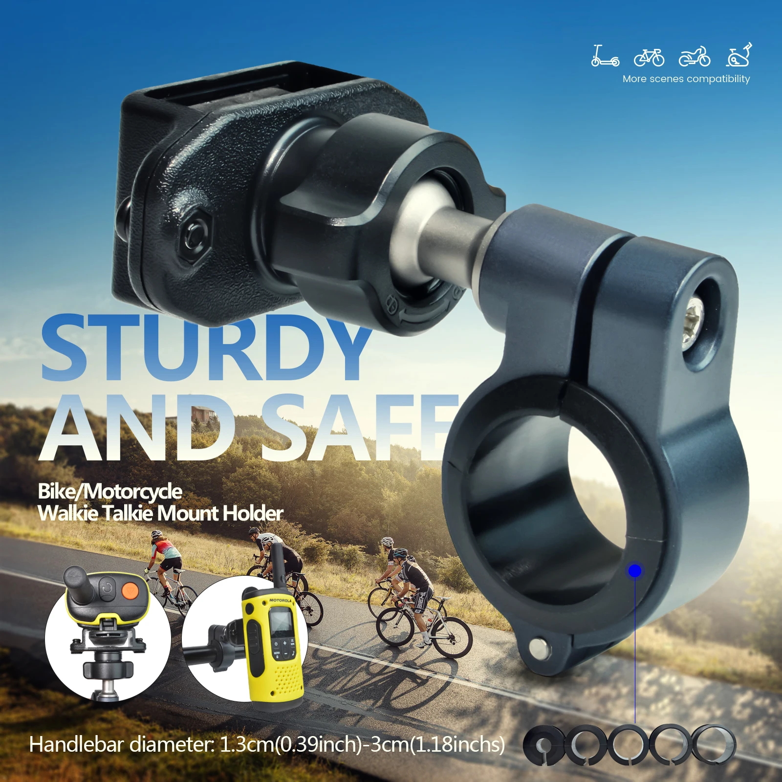 

Рация для велосипеда/мотоцикла, регулируемый держатель с зажимом для Baofeng Motorola Talkabout Yaesu Midland CB портативное радио