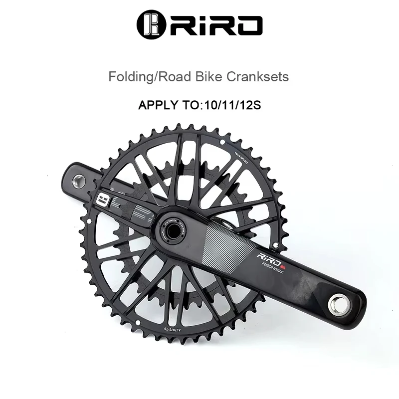 

RIRO Carbon Fiber Crank Road Bike 11/12 Speed 50-34/53-39T Direct Mount Bicycle Crankset 170mm 46/48/50/52T Bik2T Bike Chainring