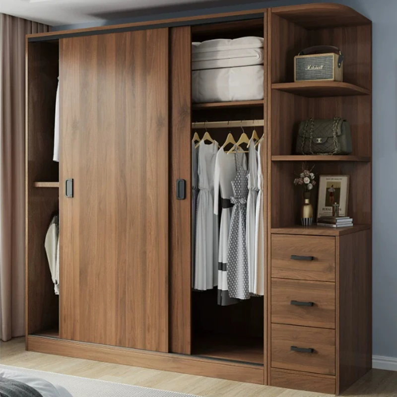 Sliding Doors Storage Cabinets Bookcase Unit Space Saving Wardrobe Closet Retro Bedroom Armarios De Ropa Room Accessories