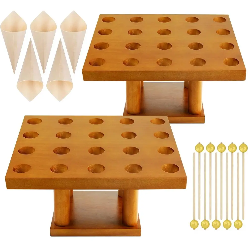 

2 Pack Cone Holder Stand with 40 Holes Capacity Charcuterie Cone Holder, Ice Cream Cone Holder for Birthday Party Restaurant, wi