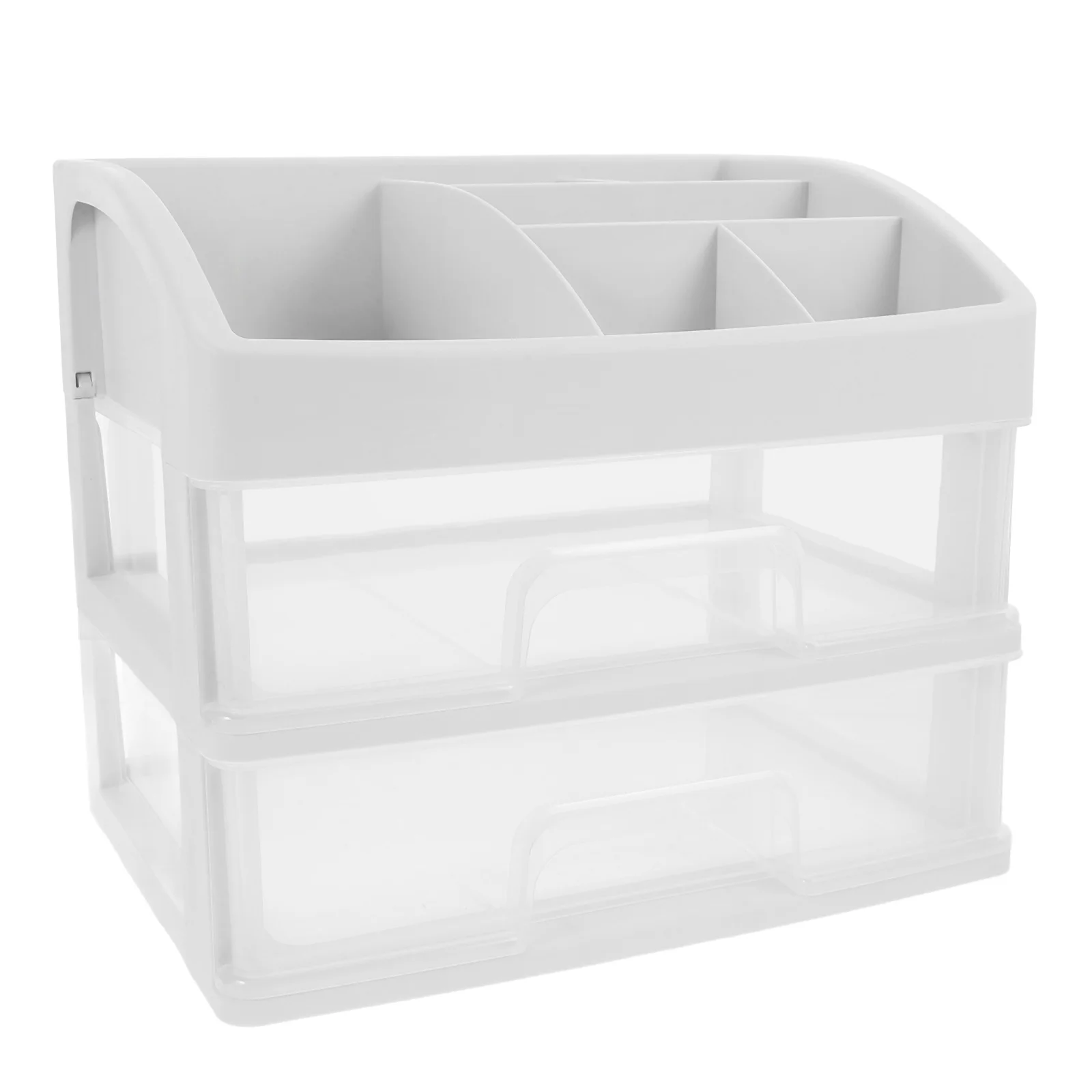

1 pc Plastic Drawer Box White Space-Saving Desktop Organizer For Makeup Pens Papers Foldable Tabletop Storage Case