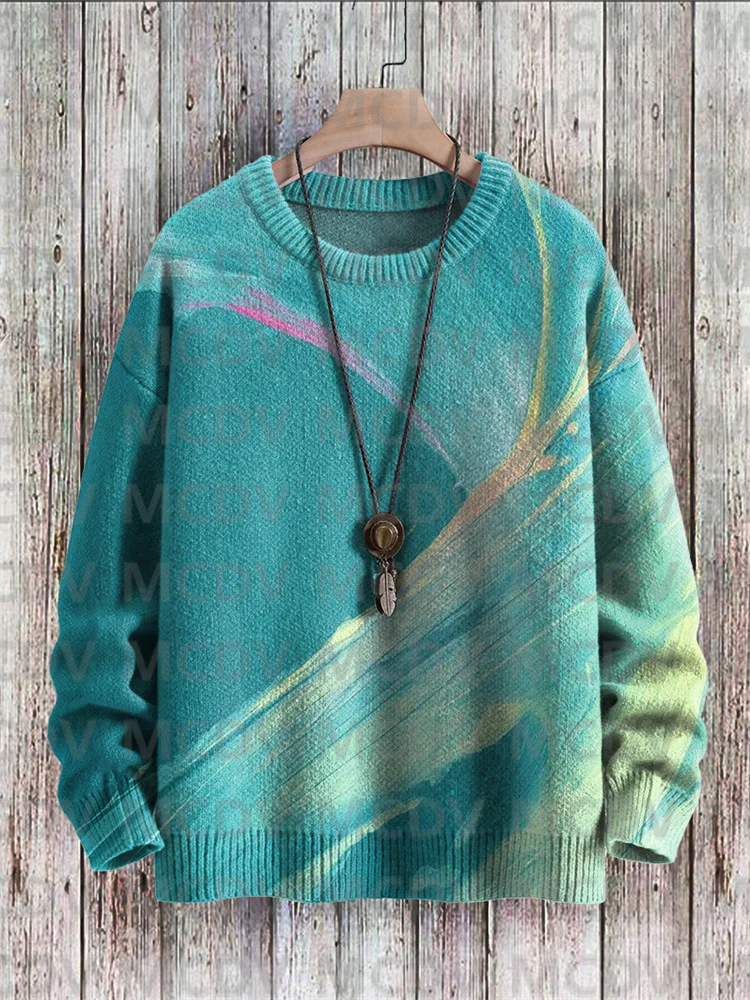 

Aquamarine Art Print Knit Pullover Sweater Print Sweater Men's For Women's Pullover