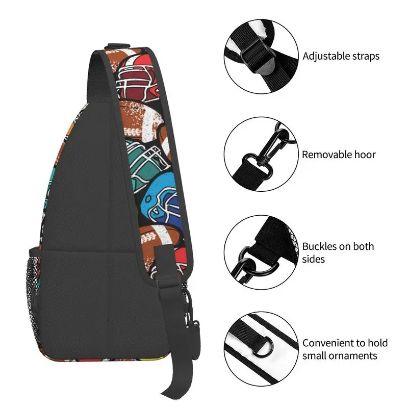 Mochila cruzada personalizada para hombre, y pecho bolso de hombro, ideal para fútbol americano, Rugby, viaje, senderismo, día