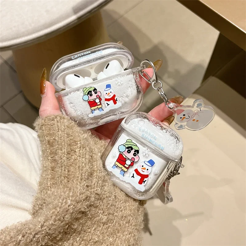 

Flowing Sand Snowman Boy Case for AirPods 4 Airpod 1 2 3 Pro Pro2 Bluetooth Earbuds Charging Box Protective Earphone Case Cover