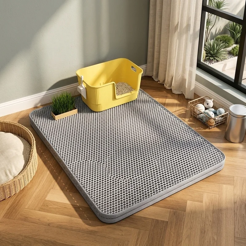 Extra Large Cat Litter Mat Heavy Duty Waterproof Double Layer Non Slip Washable Pet Floor Protector Litter Box Sand Catcher