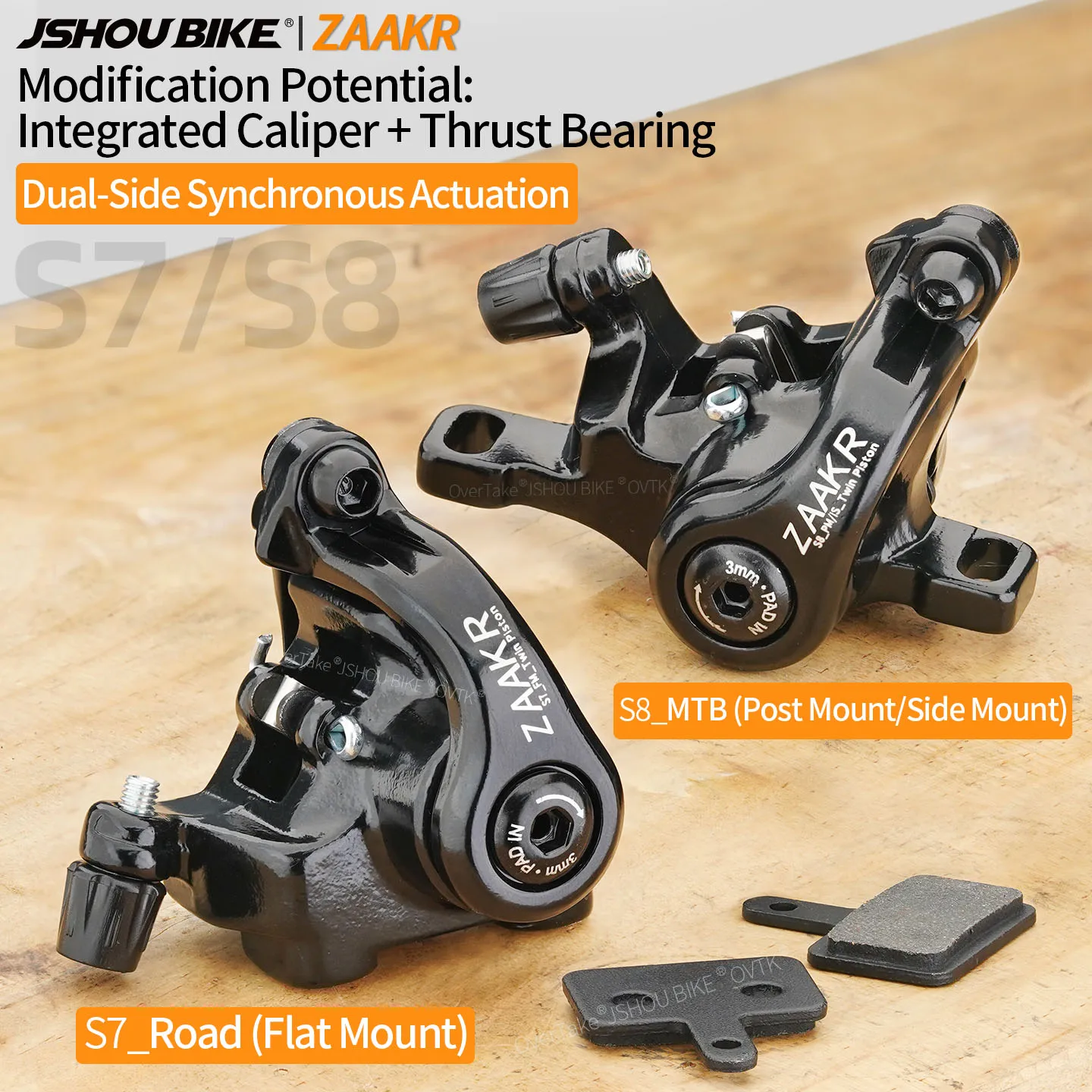 

Zacisk дискового тормоза ZAAKR, MTB, дорожный велосипед, двухпоршневой механический S7T S8, 160 мм, стабильные аксессуары для велосипеда