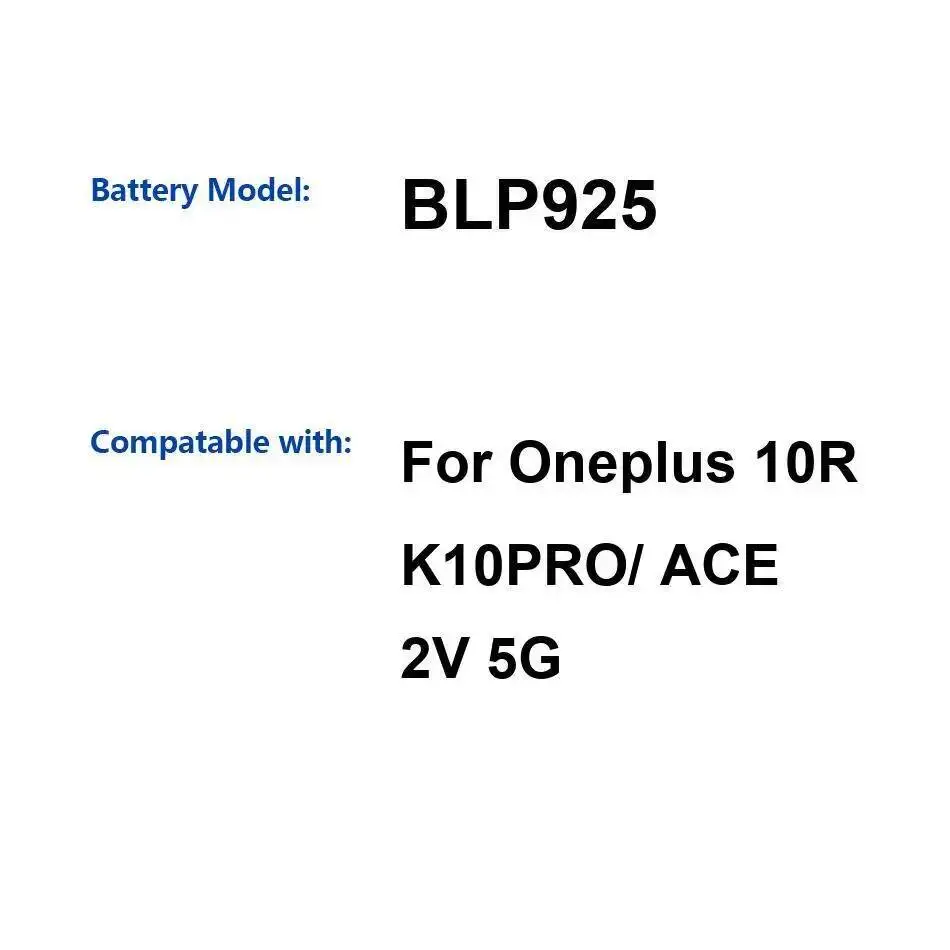 

Аккумулятор мобильного телефона для Oneplus 10R K10 Pro Ace 2V 5G 5000 мАч BLP925 долговечный