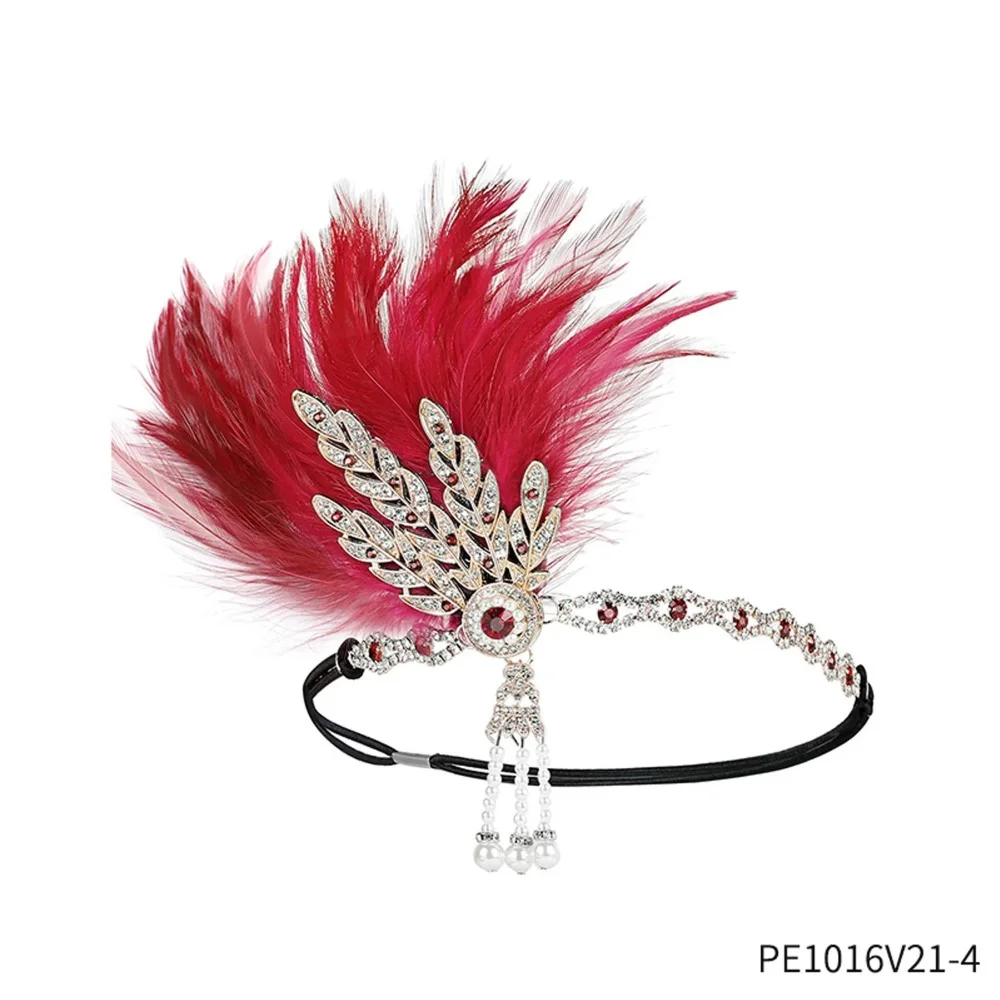 

1920s Gatsby Flapper Headband, Peacock Feather Rhinestone Hair Accessory for Women Party