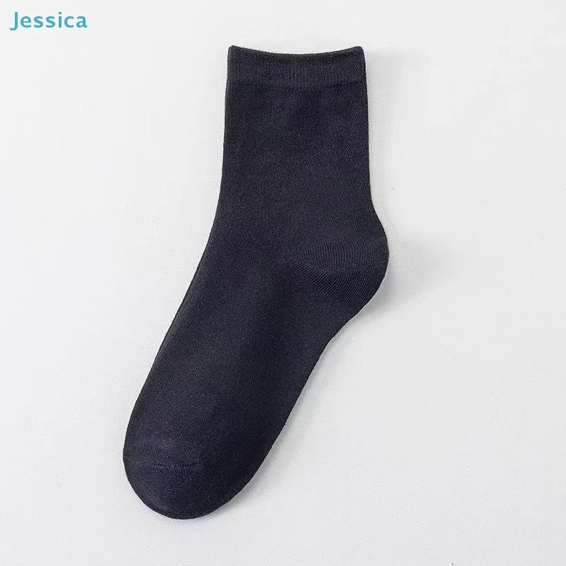 ♥Black/white/gray Solid-color Mid-calf Spring And Autumn Business Casual Breathable Versatile Simple Sports Socks