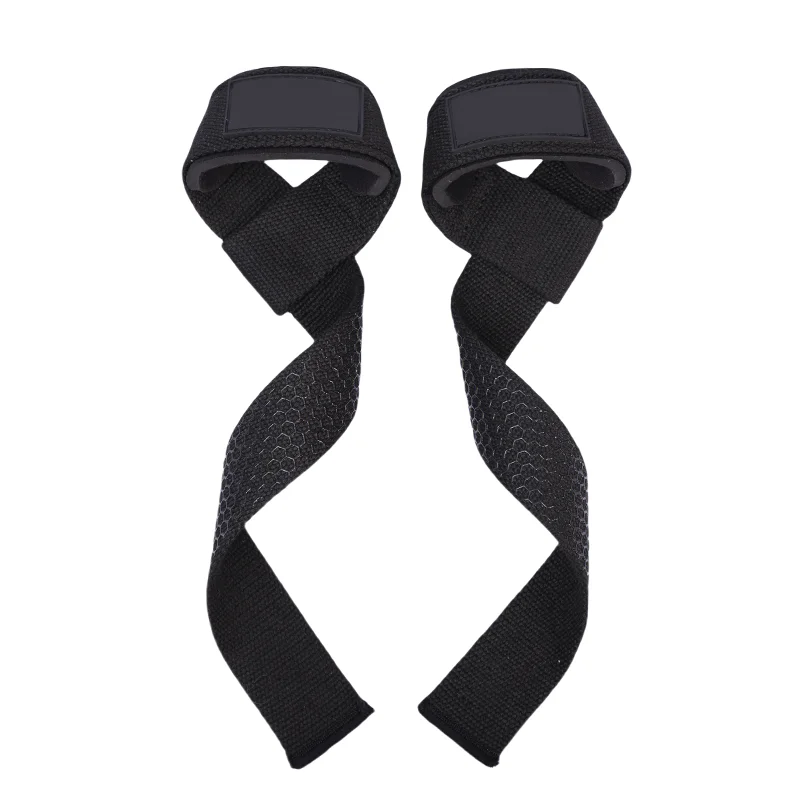 Hexagonal Silicone Printed Anti Slip Lifting Straps Customized Adjustable Weightlifting Wrist Straps for Gym Fitness Training